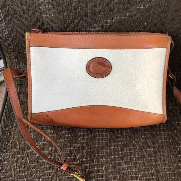 Dooney & Bourke White/Tan All Weather Leather Shoulder Bag - Picture 1 of 7